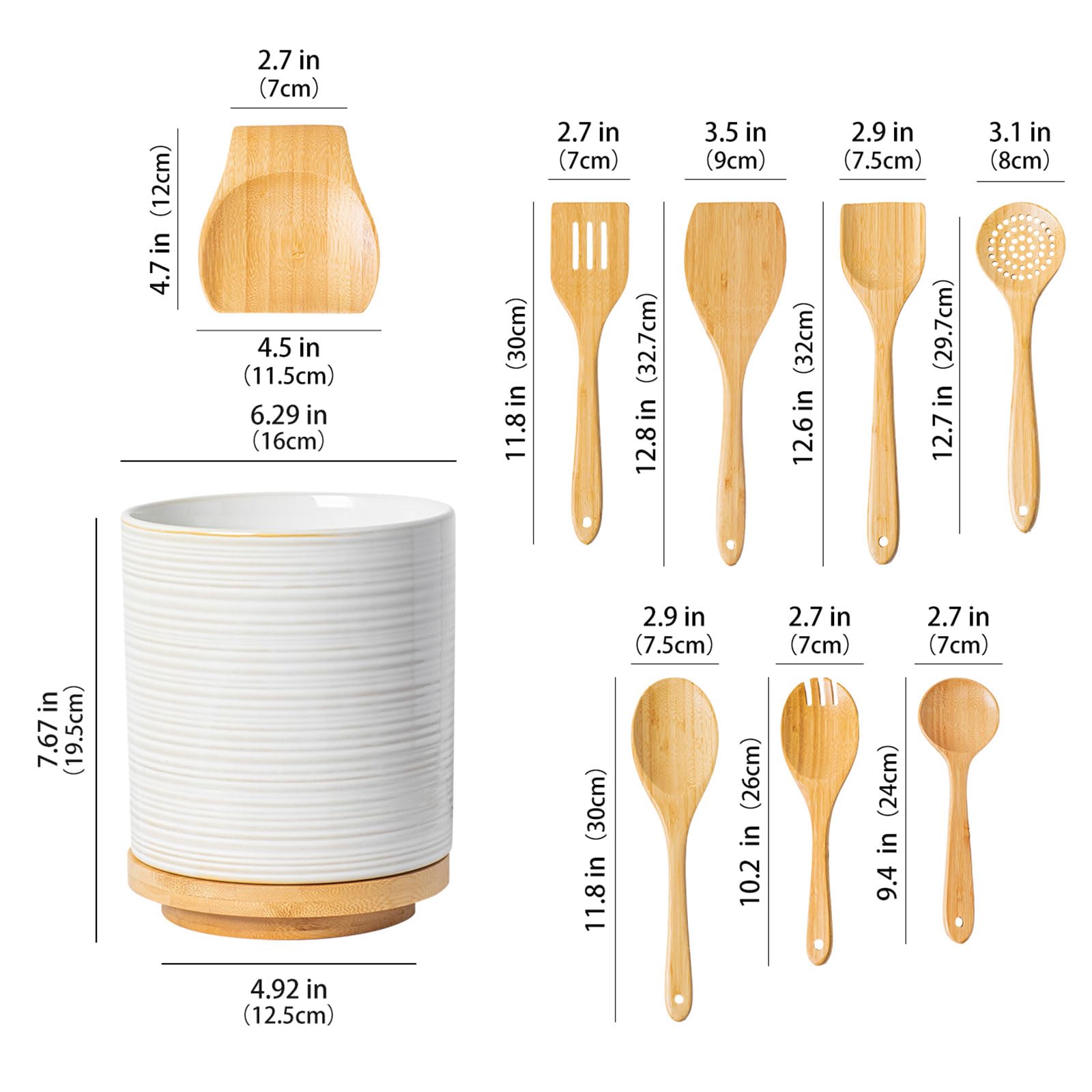 multifunction utensil holder doubles as vase or hair tool storage
