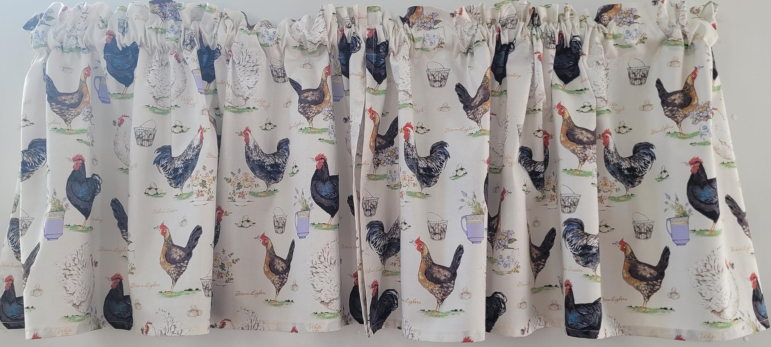 Farmhouse Rooster Valance with country style curtain design