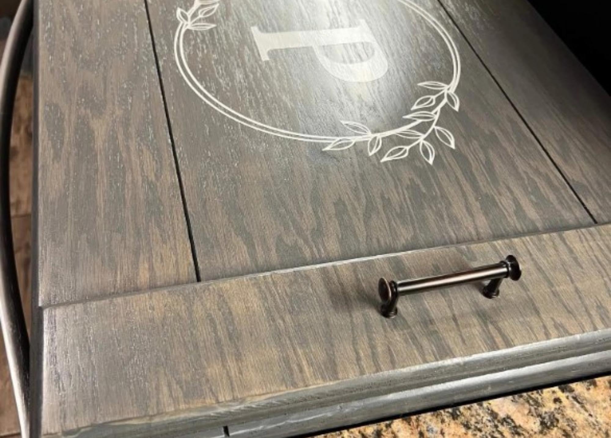 Oak wood stove top cover as kitchen decor