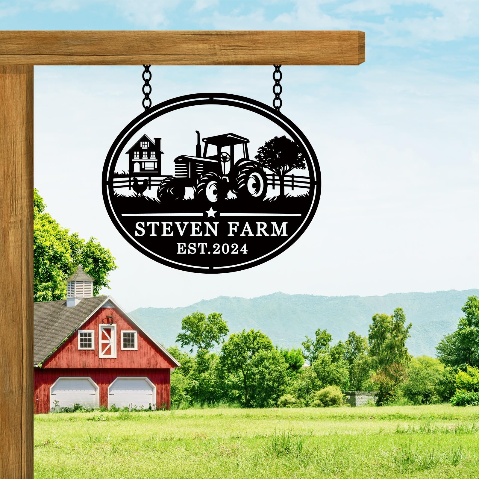 Farmhouse sign for outdoor decor in durable metal
