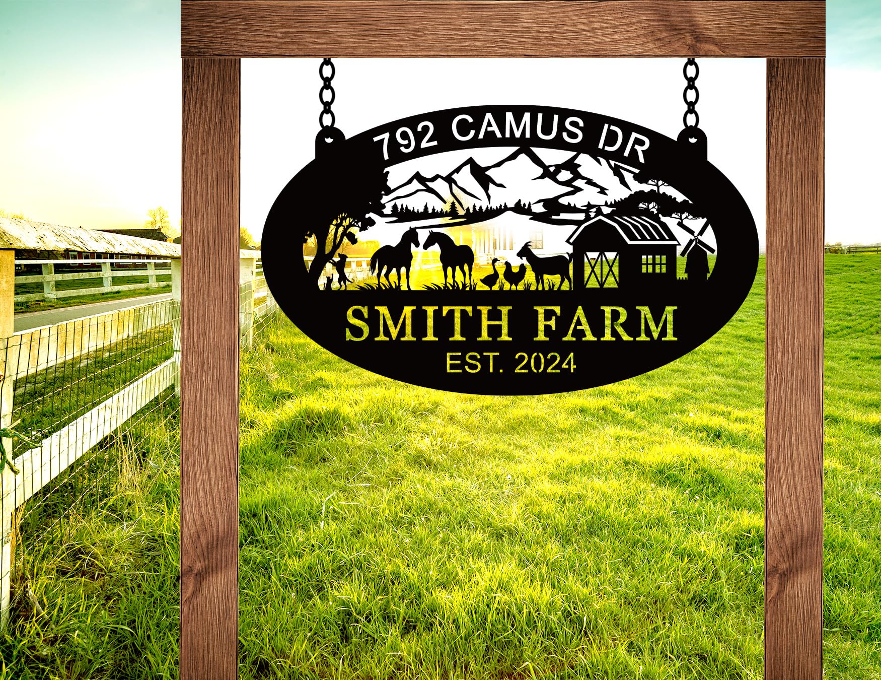 Farmhouse wall decor sign with customizable name