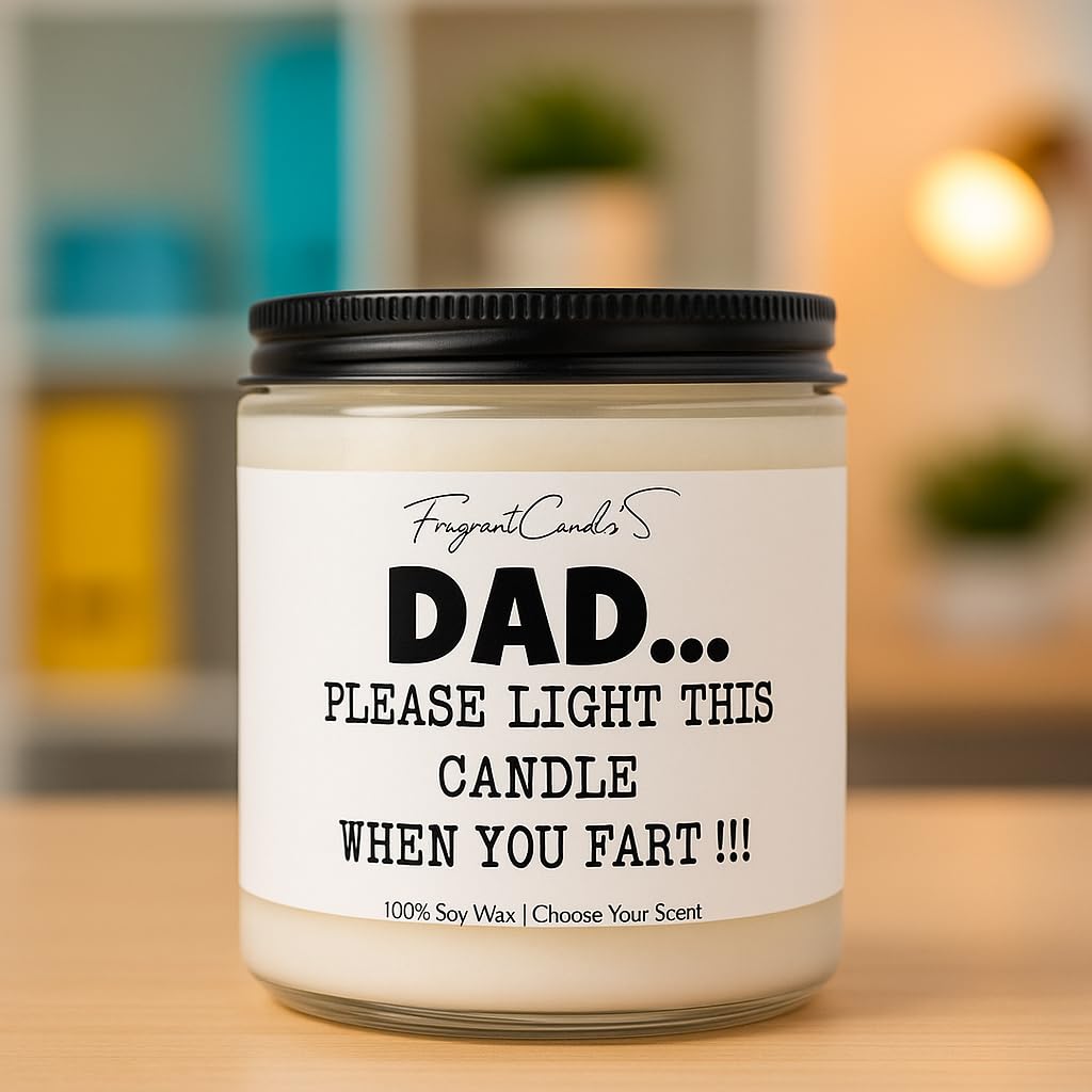 fart candle dad close up glass jar