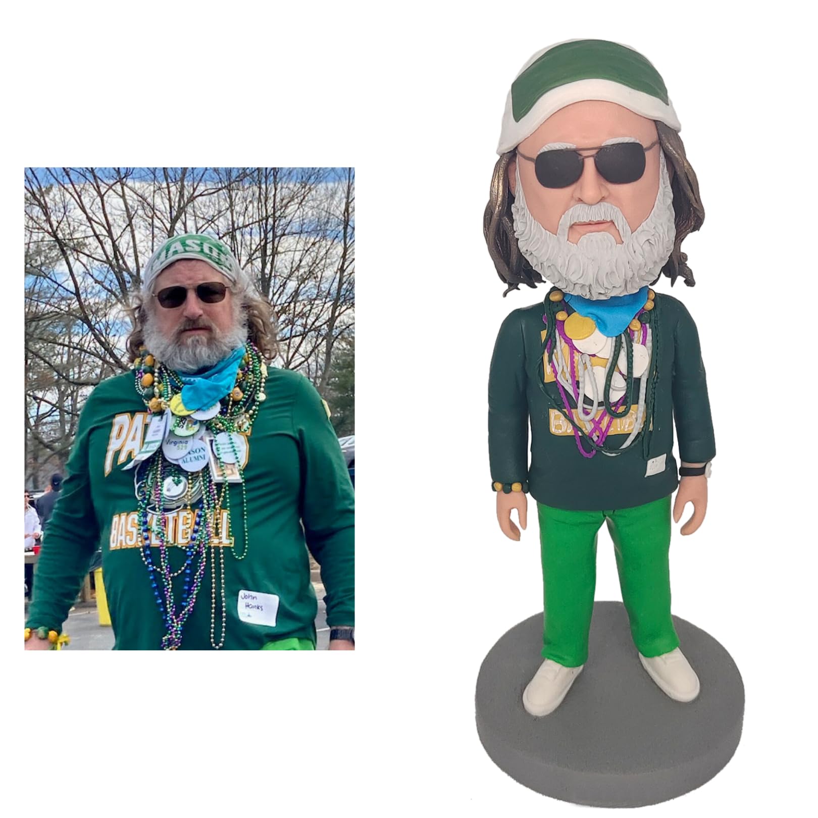 Lifelike bobblehead sculpture capturing facial features