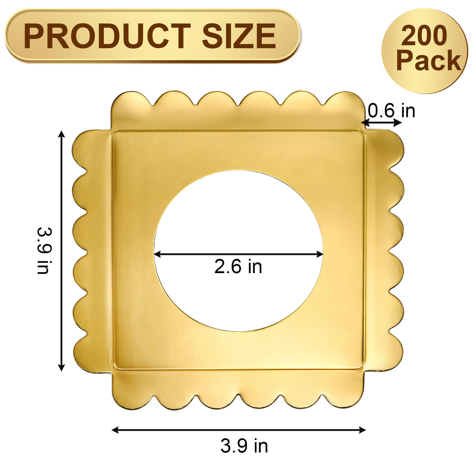 200 pcs golden candy apple box bases for desserts