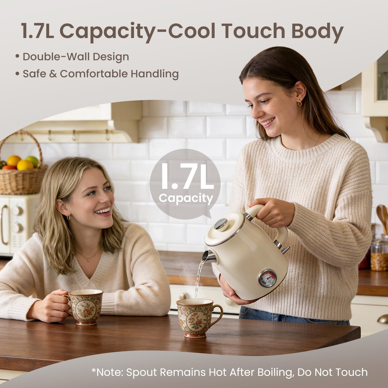 1.7 liter Mecity kettle showing fast boil capability 1500W