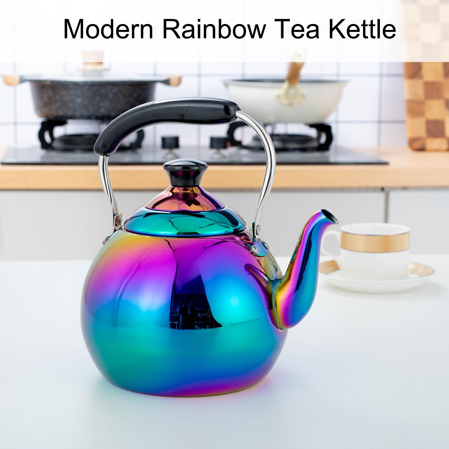 Drip-free spout tea kettle for easy pouring
