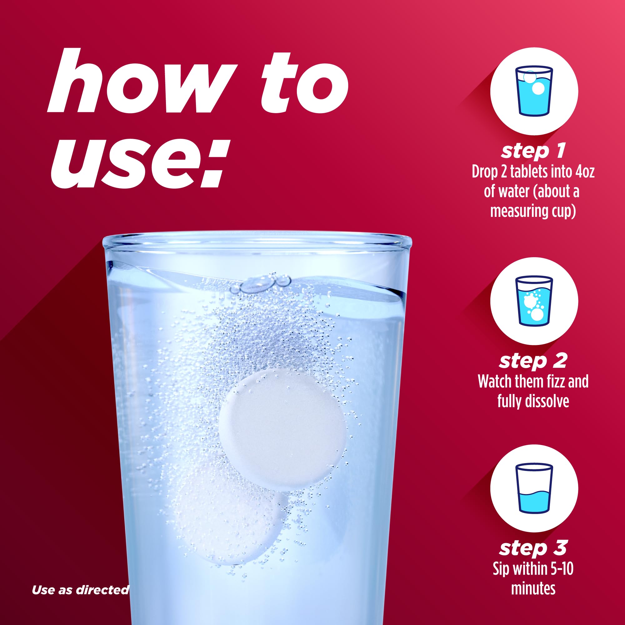 Dissolving 2 tablets in 4 ounces of water instruction