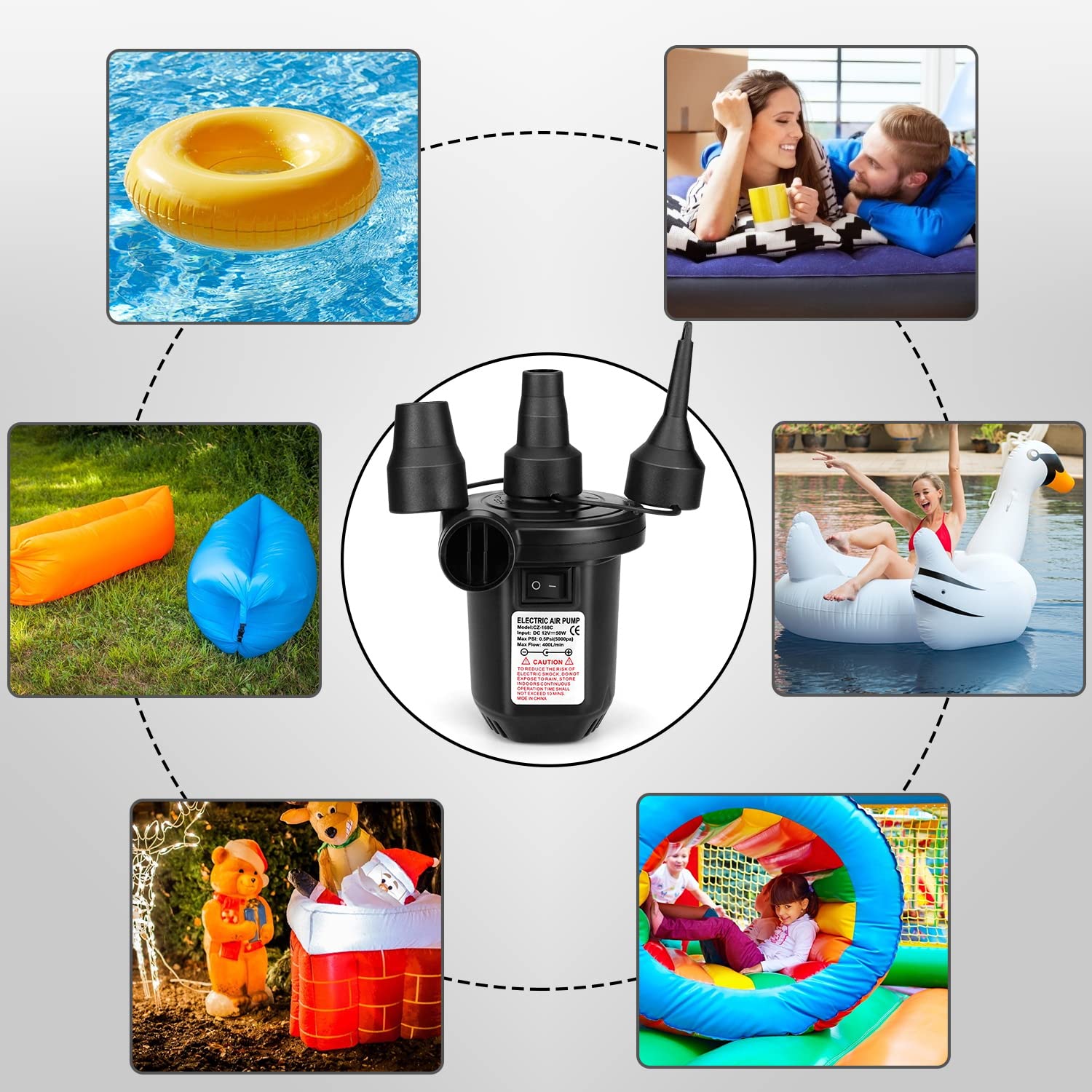 Quiet fast inflation and deflation performance for inflatables