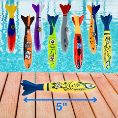 Close up of pool torpedo dive toy for kids