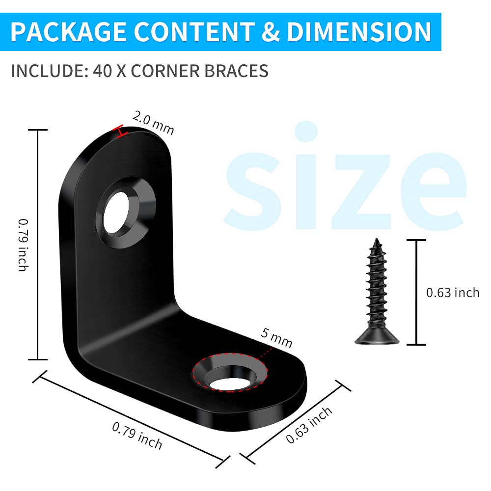 Corner brackets installed on wooden shelves and tables example