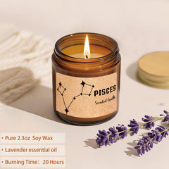 FatWongcoi Pisces Birthday Gifts scented lavender candle