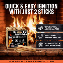 Fatwood Fire Starter Sticks 10lb bulk pack Billy Buckskin