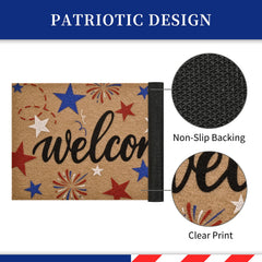 Non-slip backed coir doormat for front door