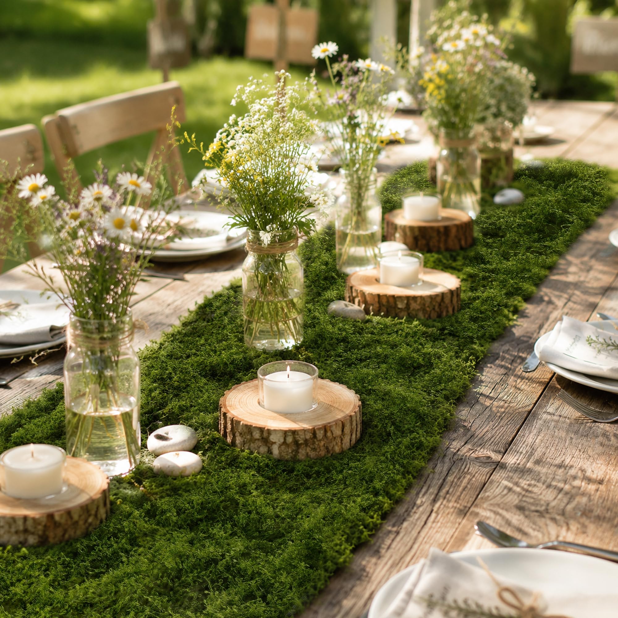 Faux moss mat used for weddings and events