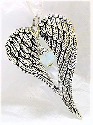 Gift box included with October Faux Opal Birthstone Angel Wings Memorial