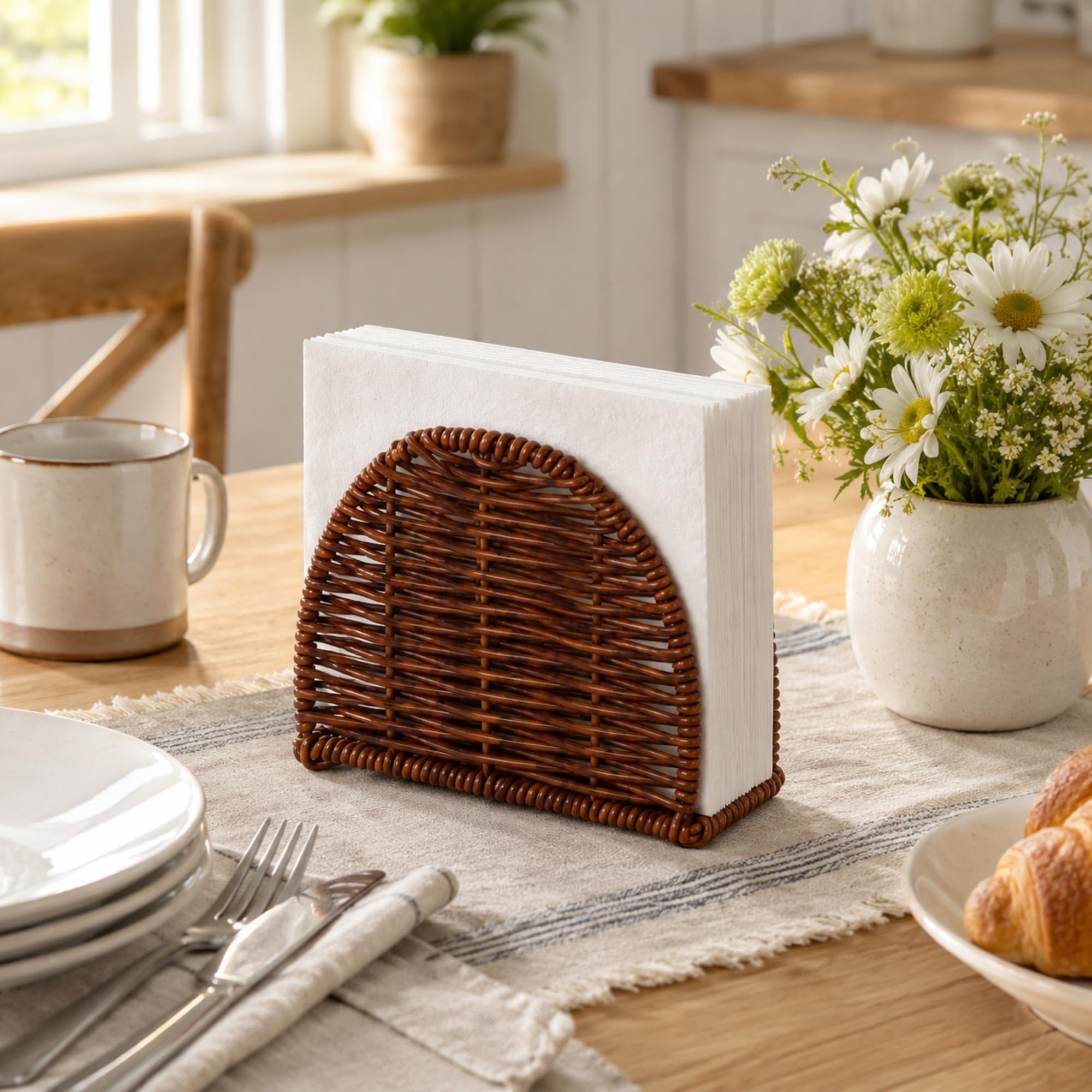 Rattan napkin dispenser for party tables