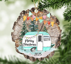 Gift box packaging with Camper ornament and natural jute hanging cord