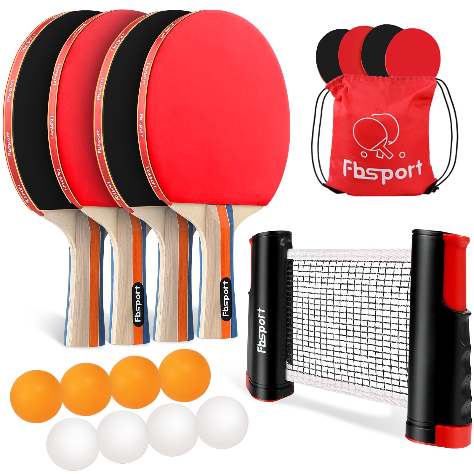FBSPORT ping pong paddle set four paddles and net