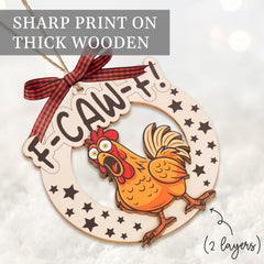 FCAWF lettering on chicken ornament