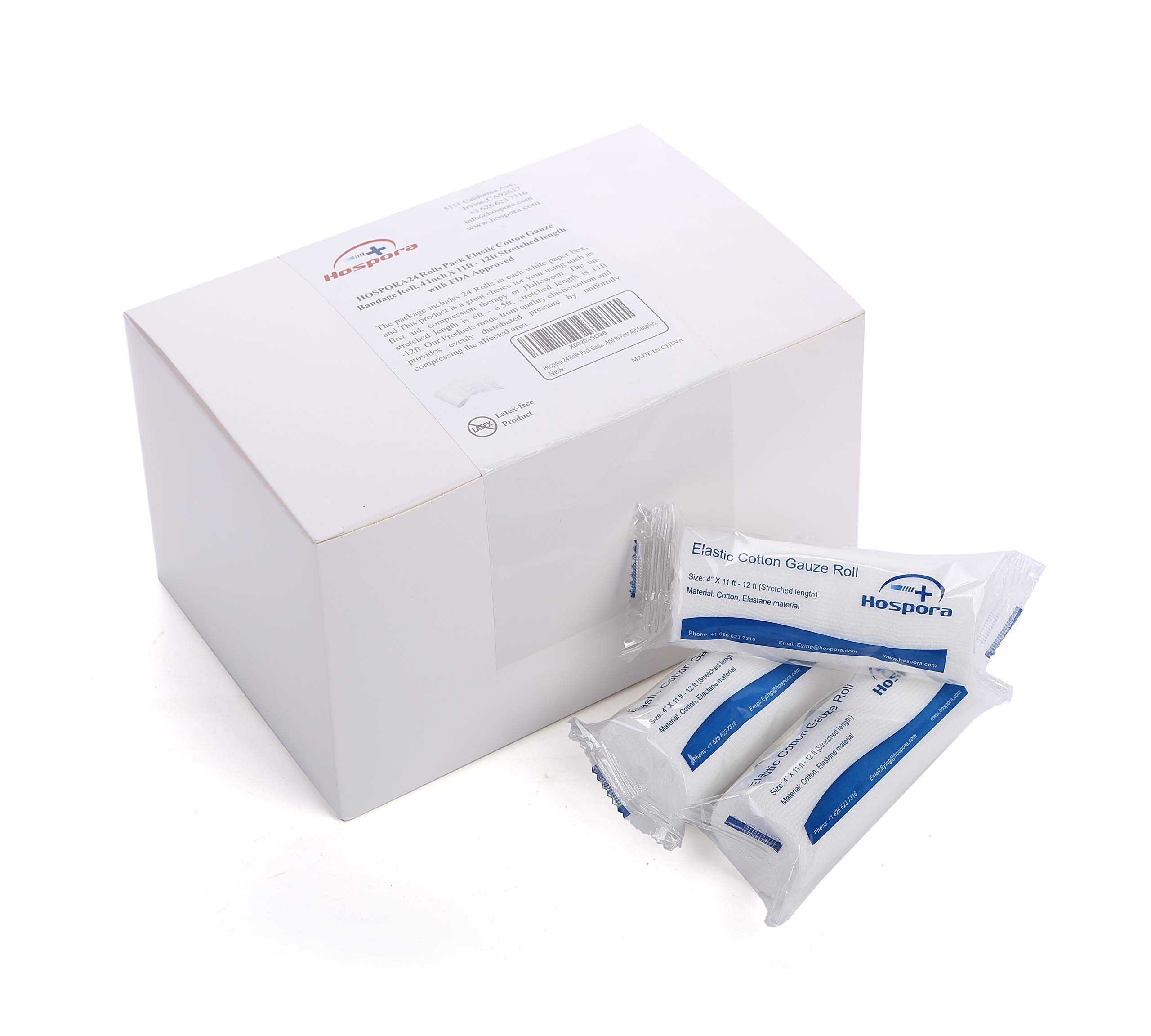 Hospora 4 inch gauze roll pack of 24