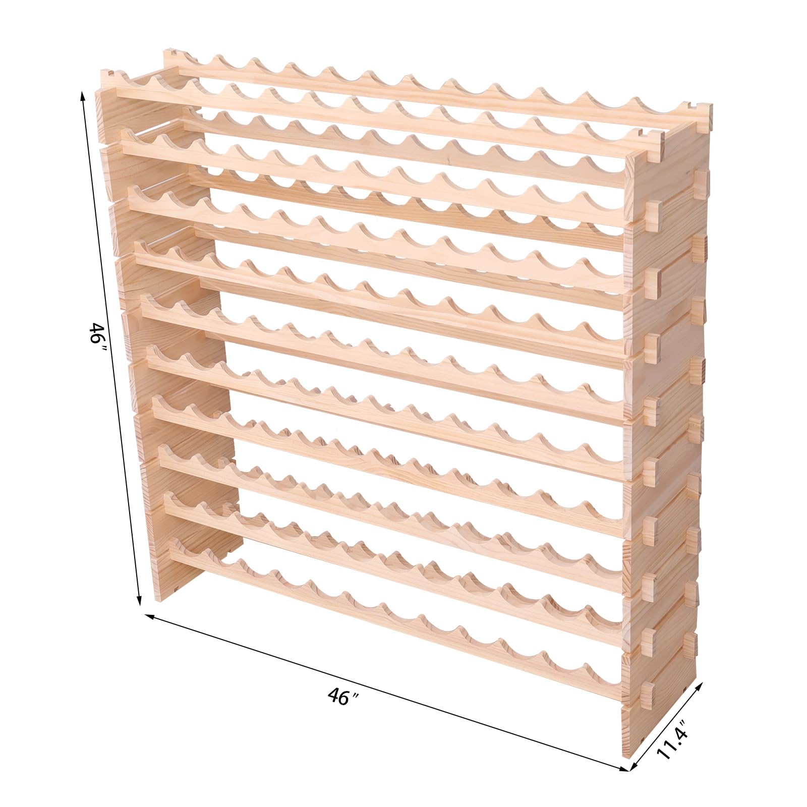 sturdy wobble-free pine wood construction for wine storage