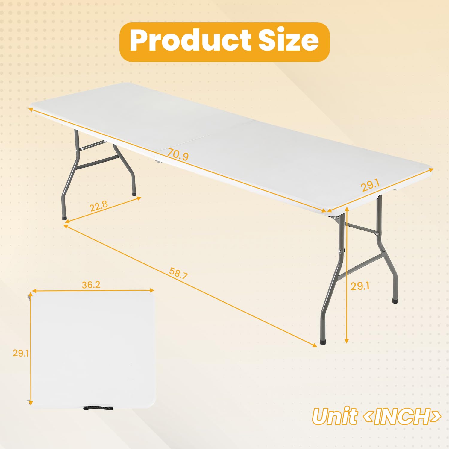 FDW 6FT folding table white lightweight transport