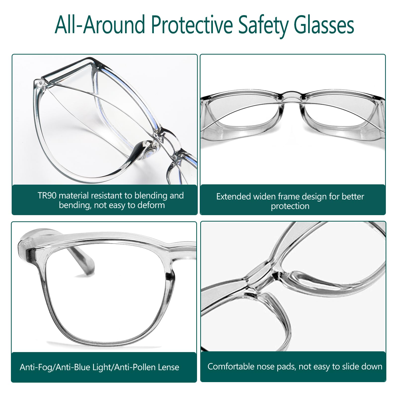 Side shield protective cover on feaglo safety goggles