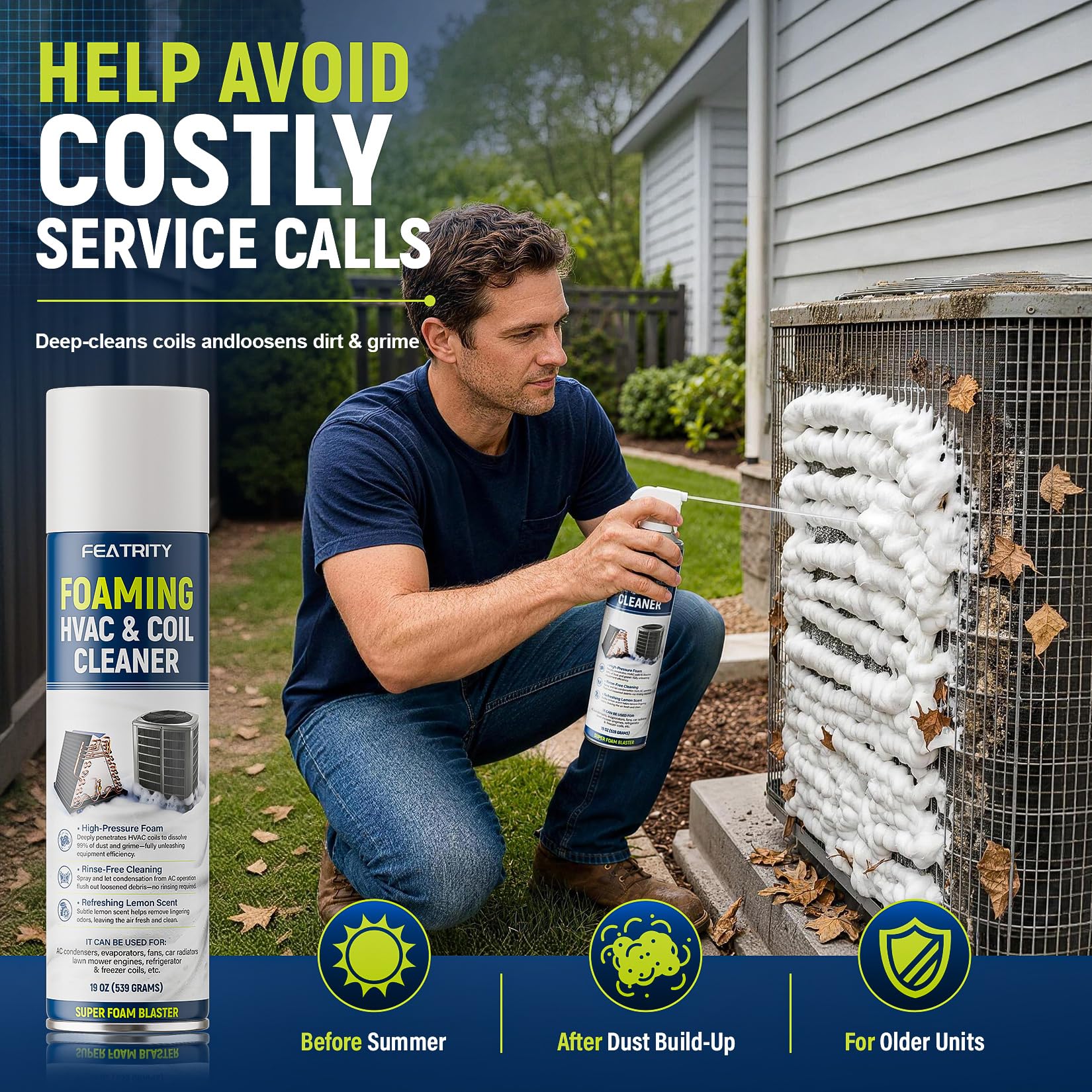 no rinse foam coil cleaner applied to evaporator coil