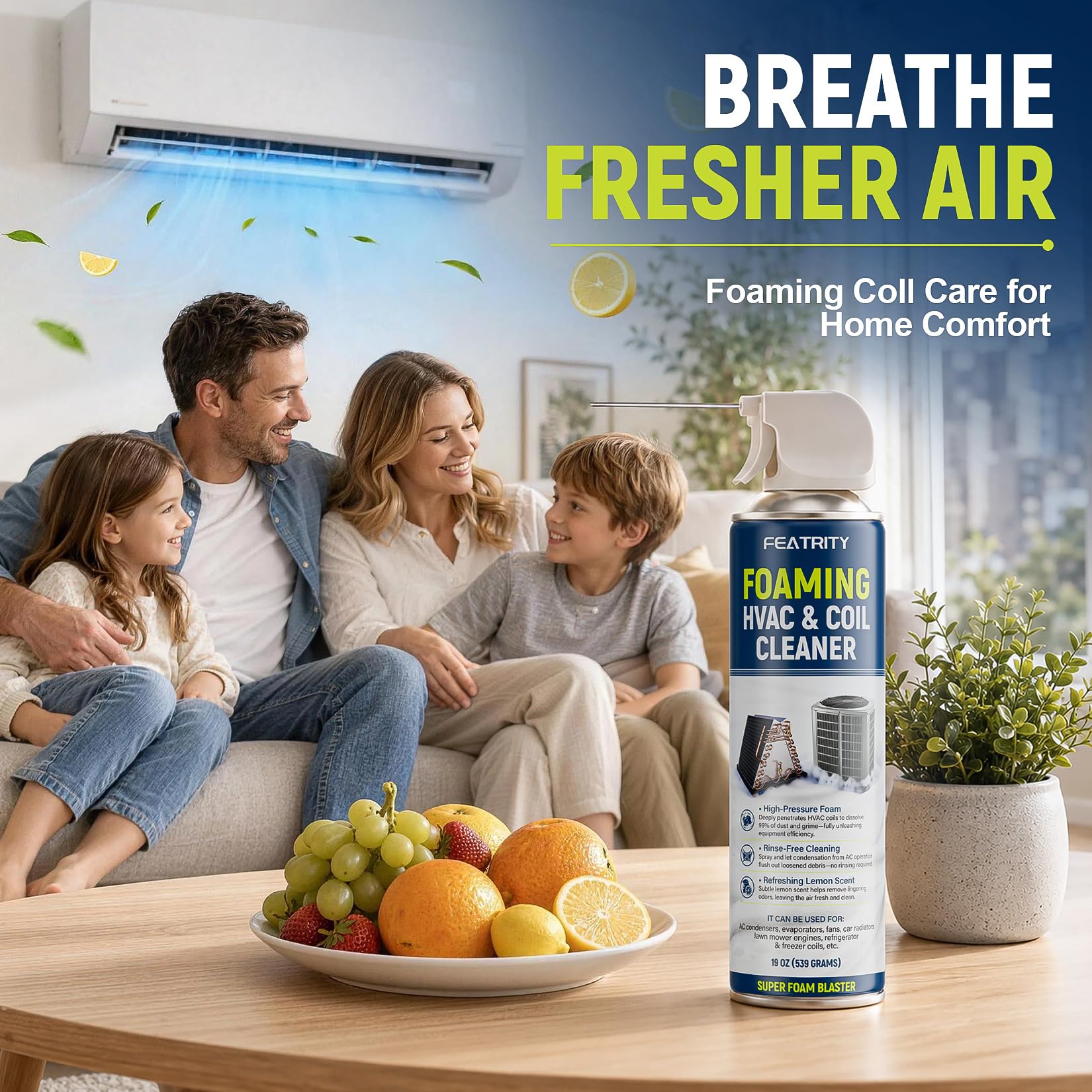 featrity AC coil cleaner packaging for home use