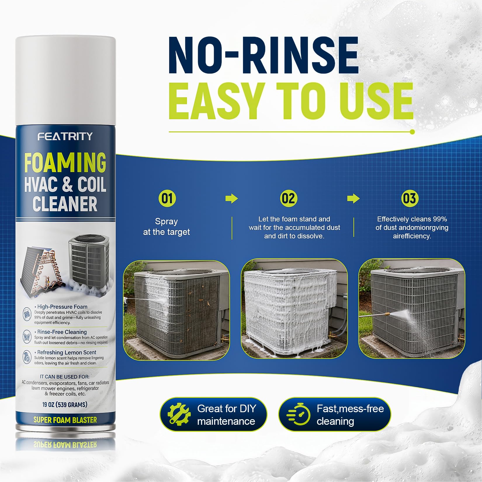 evaporator and condenser coils cleaning with foam cleaner