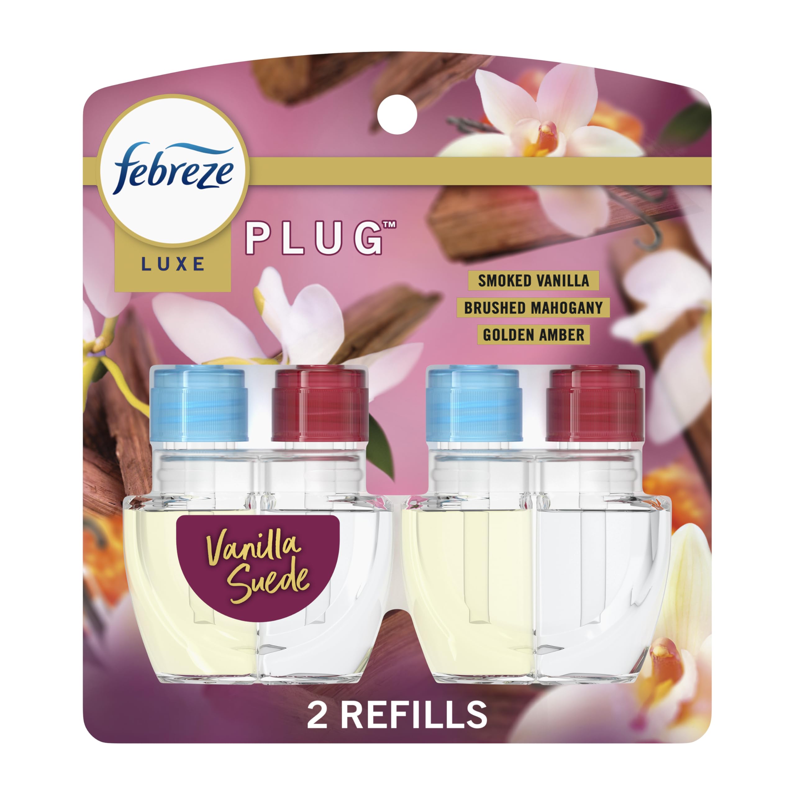 Febreze Plug In Air Freshener Vanilla Suede scent with 2 refills