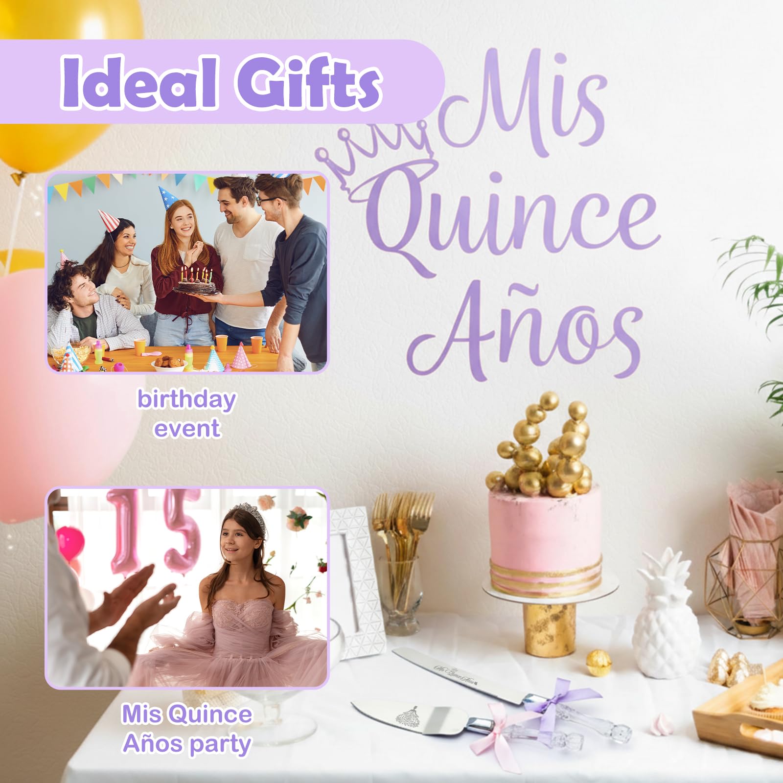 2pc Mis Quince Años serving set for quinceanera