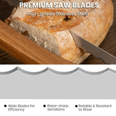 15.7 inch serrated bread knife with 10.6 inch blade for large loaves