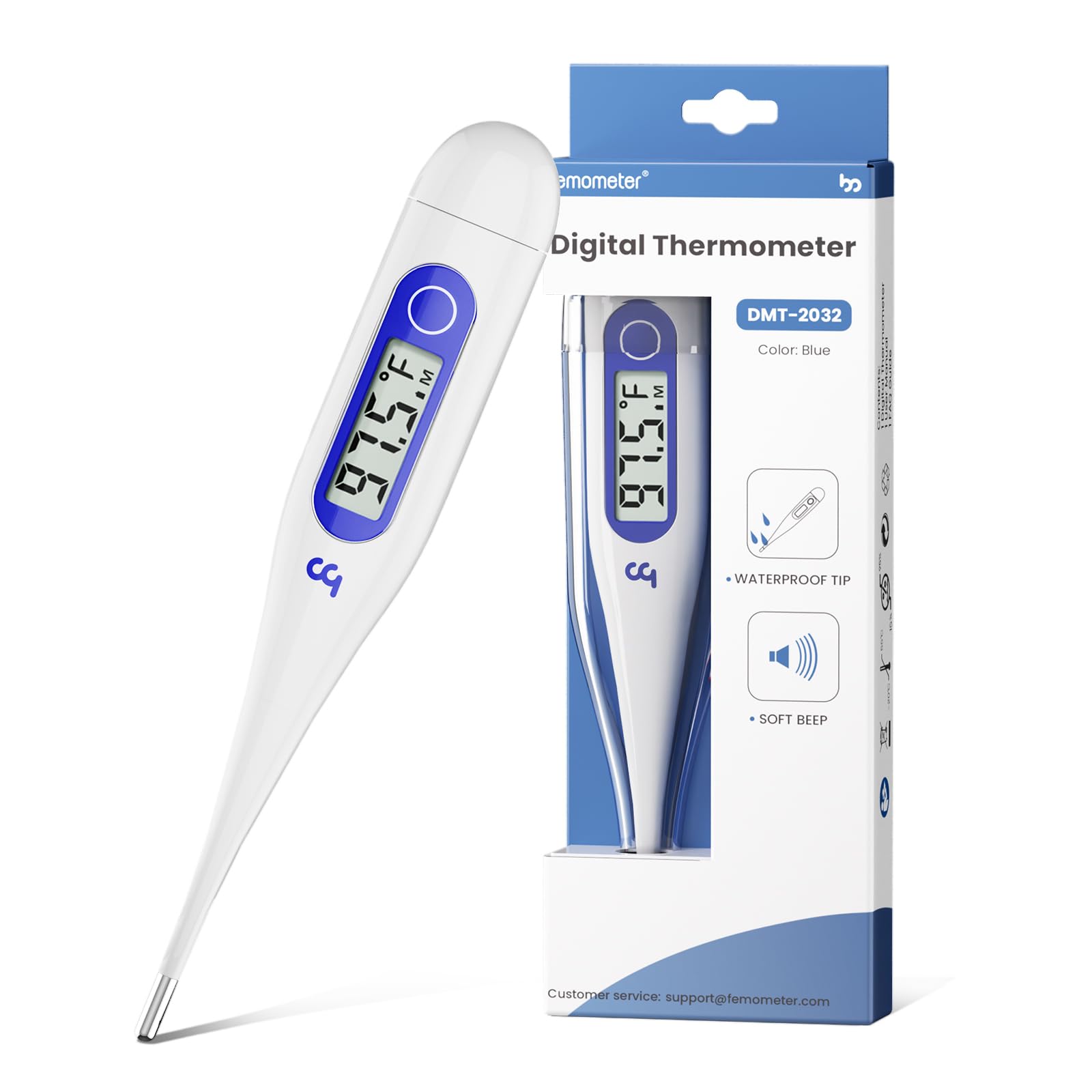 Femometer digital thermometer Klein Blue front view