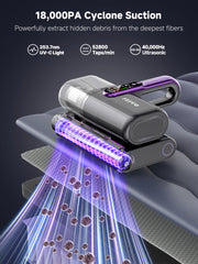 Close up of 18Kpa suction on FEPPO mattress vacuum cleaner