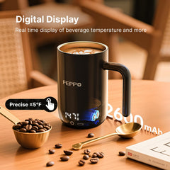 Built-in 2600mAh battery powers the mug warmer