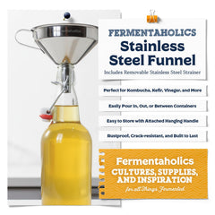 Funnel showing integrated strainer