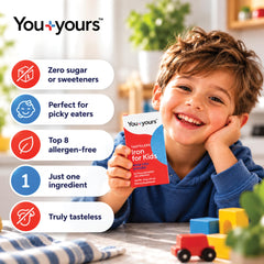 Vegan gluten free iron supplement for children packaging