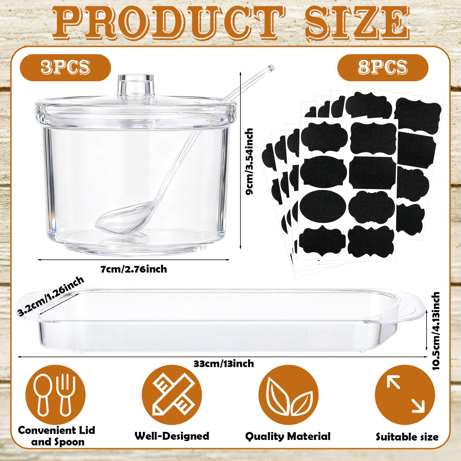 7 oz capacity sugar container with lid and spoon for Ferrochef set