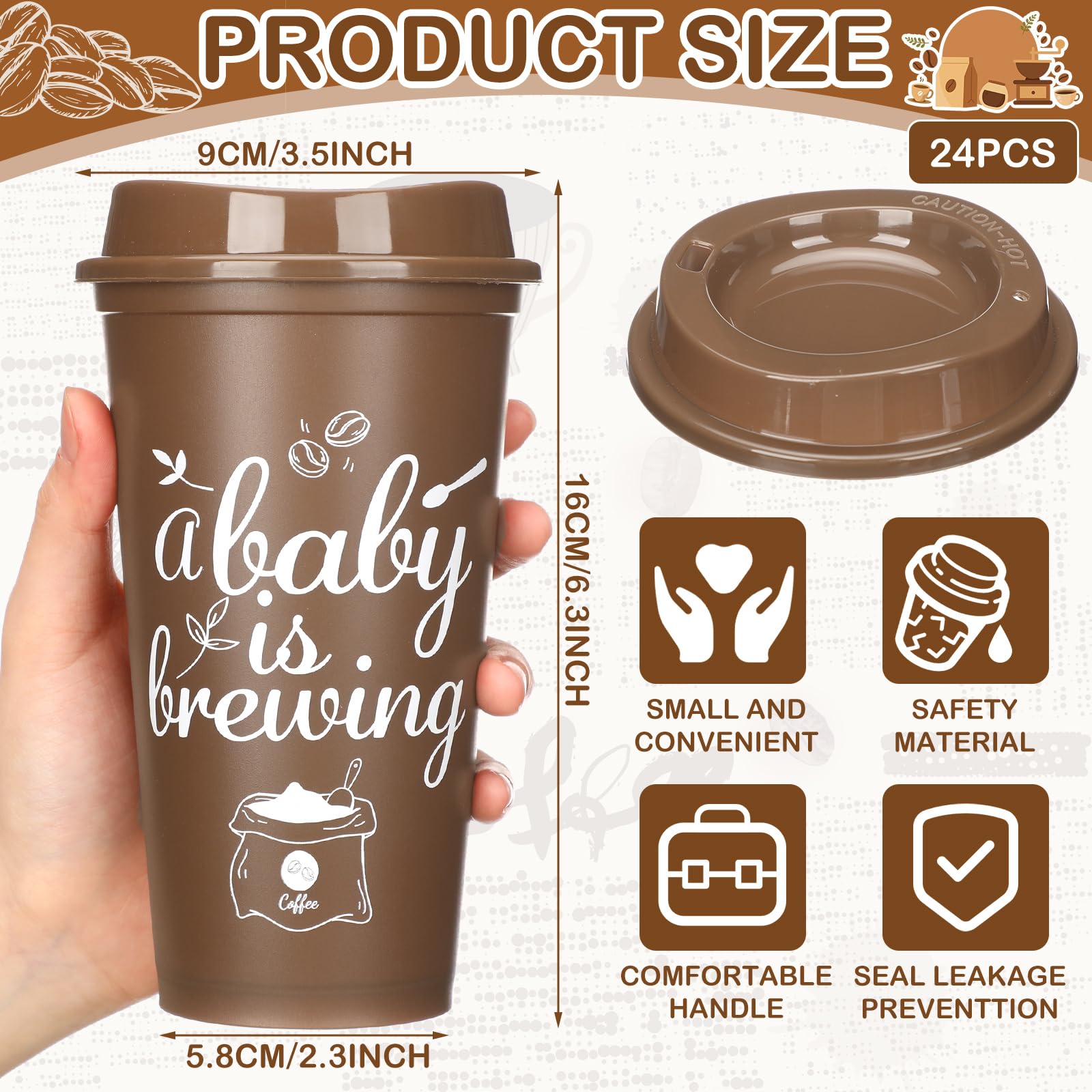 Baby shower plastic tumblers 16 oz lids Ferrochef