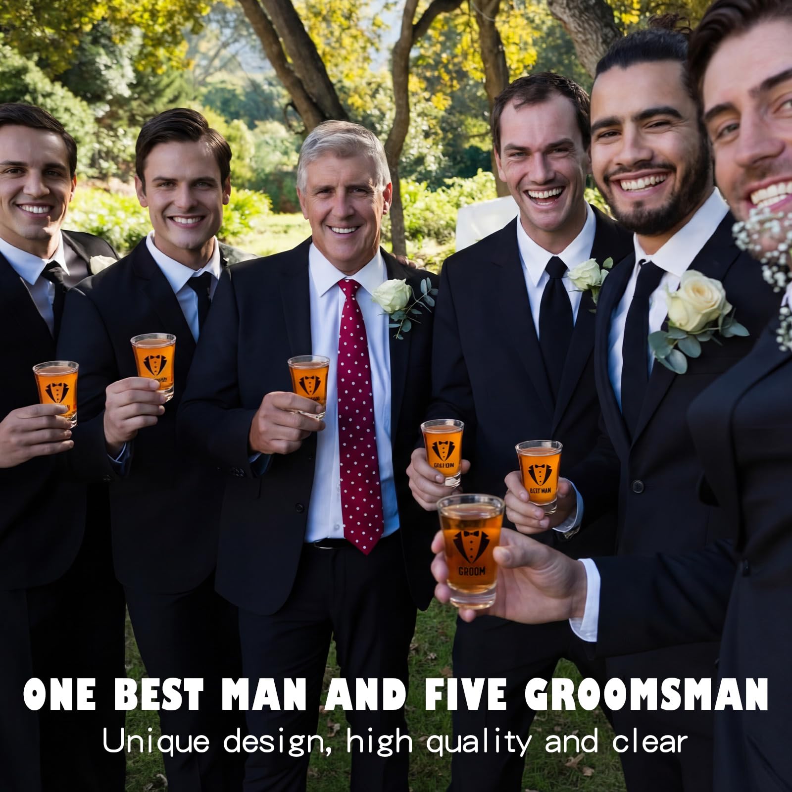 Groomsmen bachelor party and anniversary use acrylic shot glasses