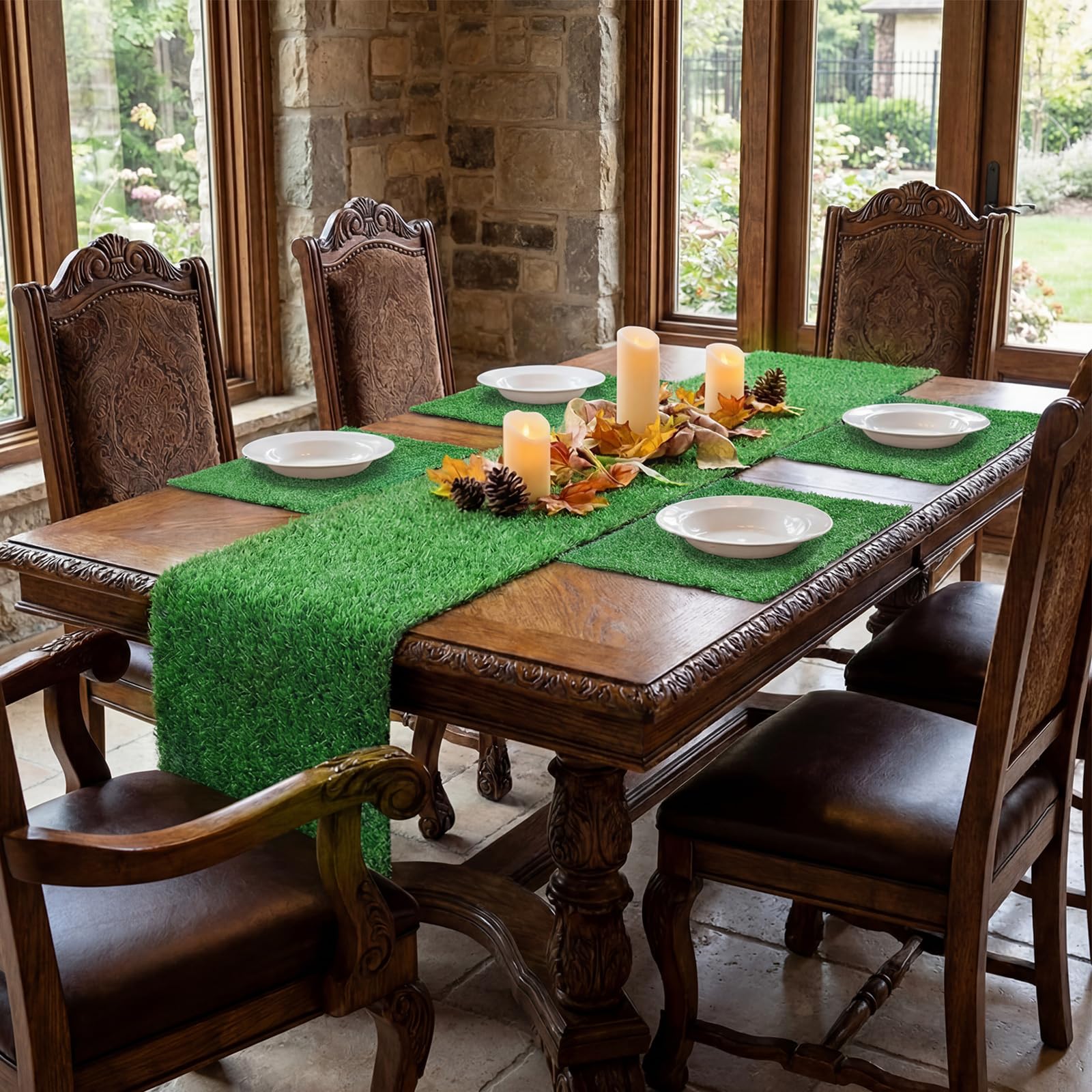 Green turf mats seven-piece set by Ferrochef