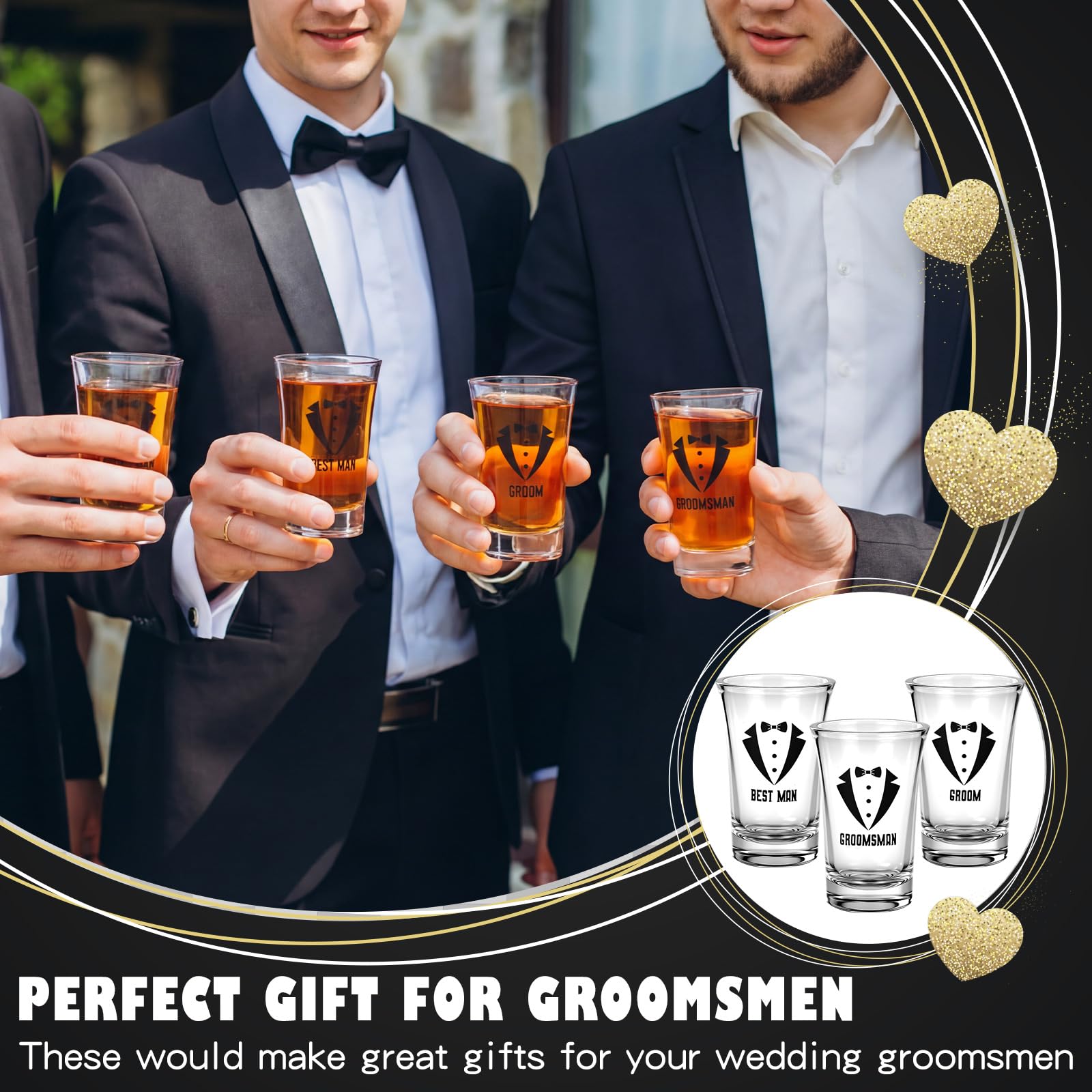 Personalized engraving ready groomsmen glasses for wedding party