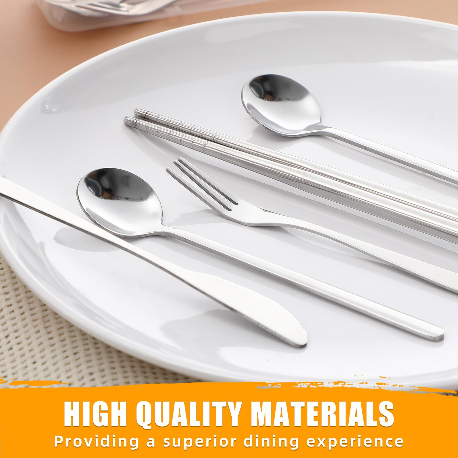 Ferrochef portable stainless steel flatware set with travel case
