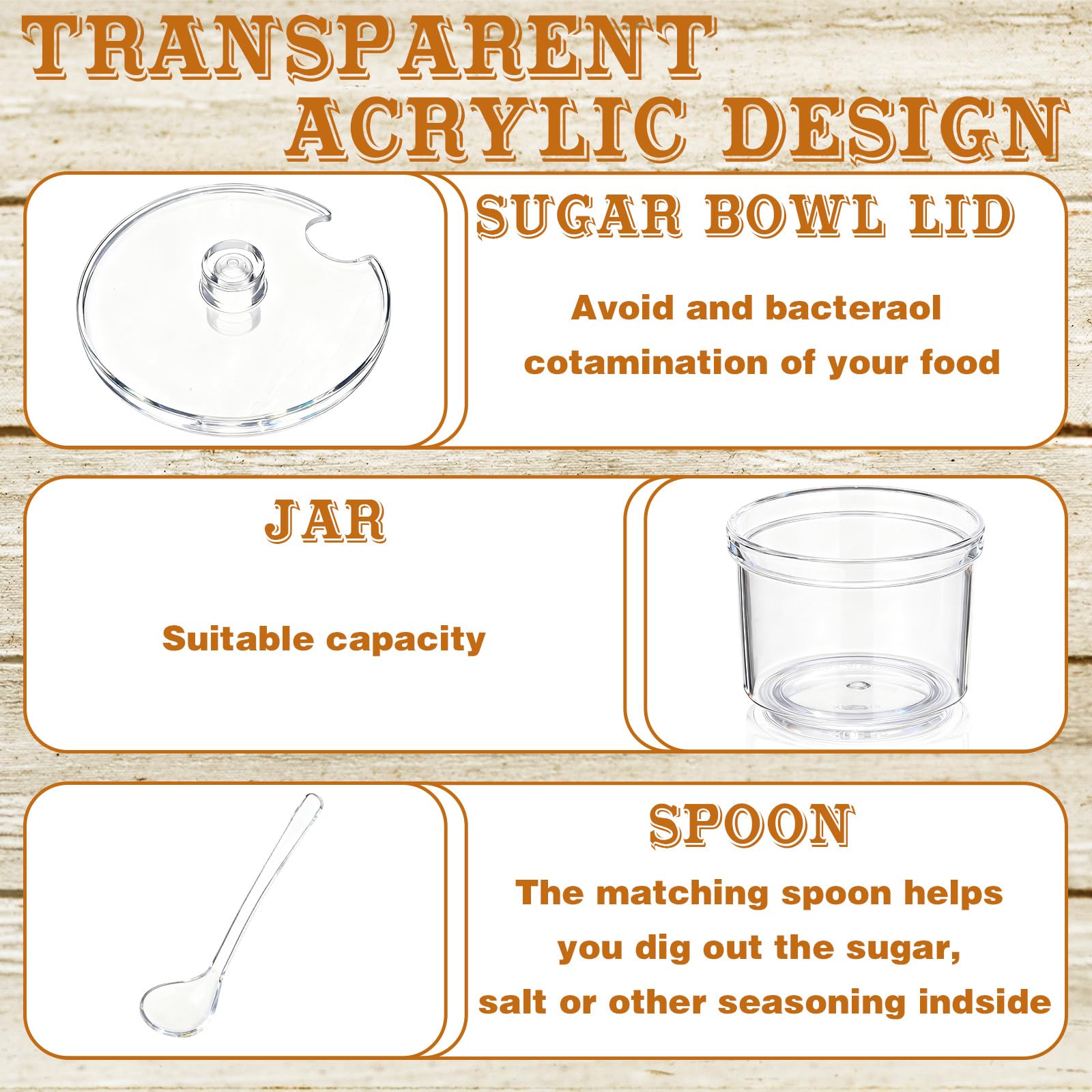 Clear acrylic tea coffee sugar canister with lid by Ferrochef