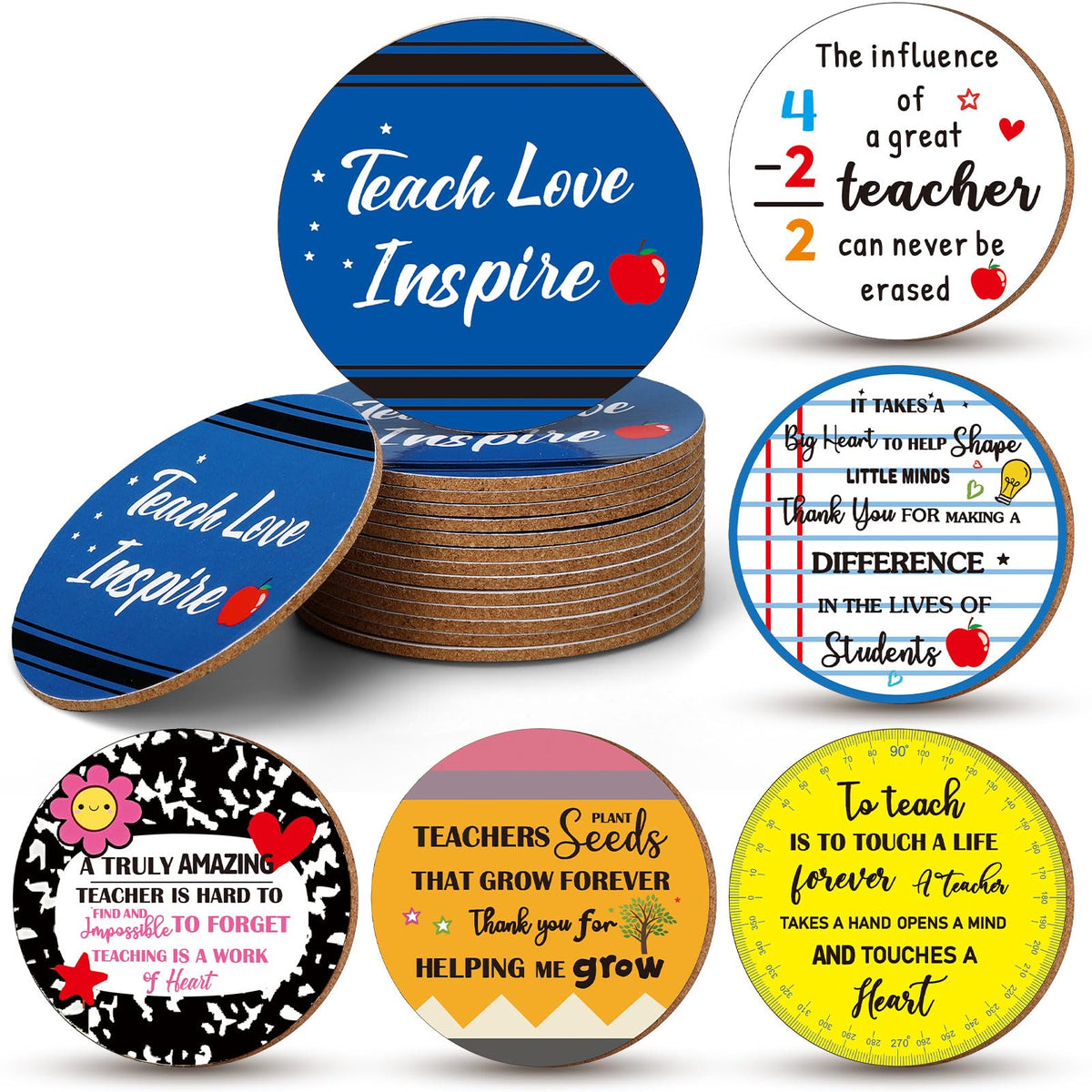 Ferrochef teacher cork coasters bulk set 48 pieces