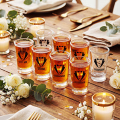 1.2 ounce capacity groomsmen shot glass set for wedding party