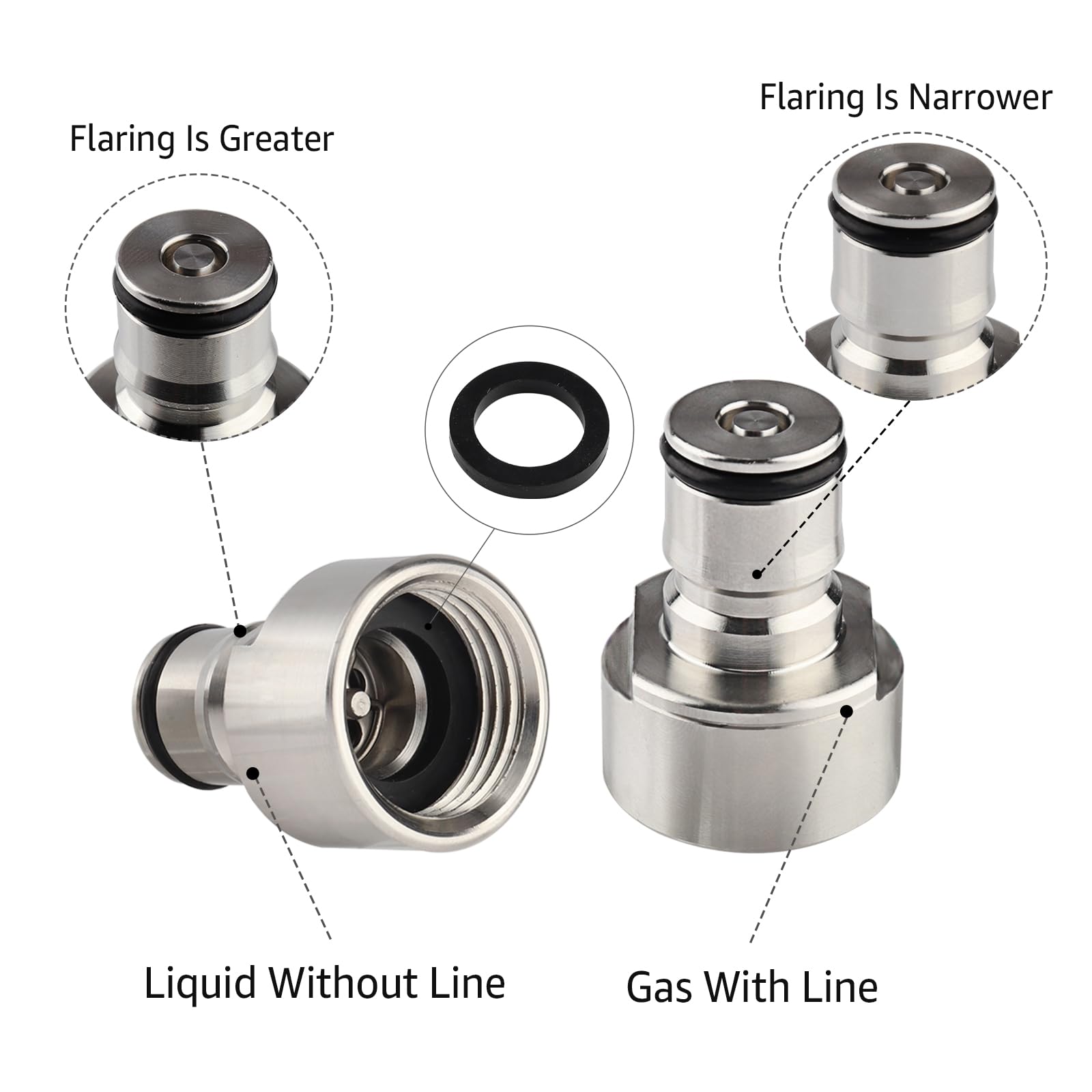 Barbed ball lock keg disconnect connections