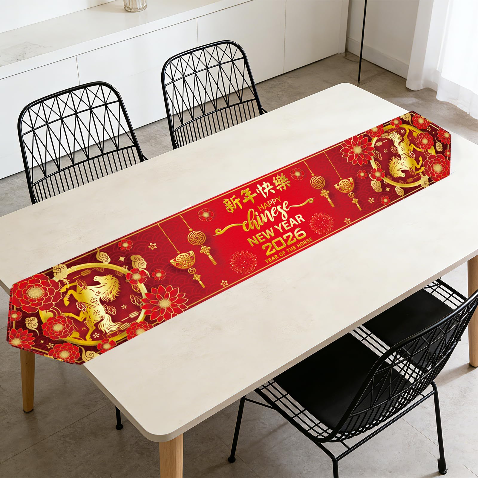 Machine washable reusable Year of the Horse runner