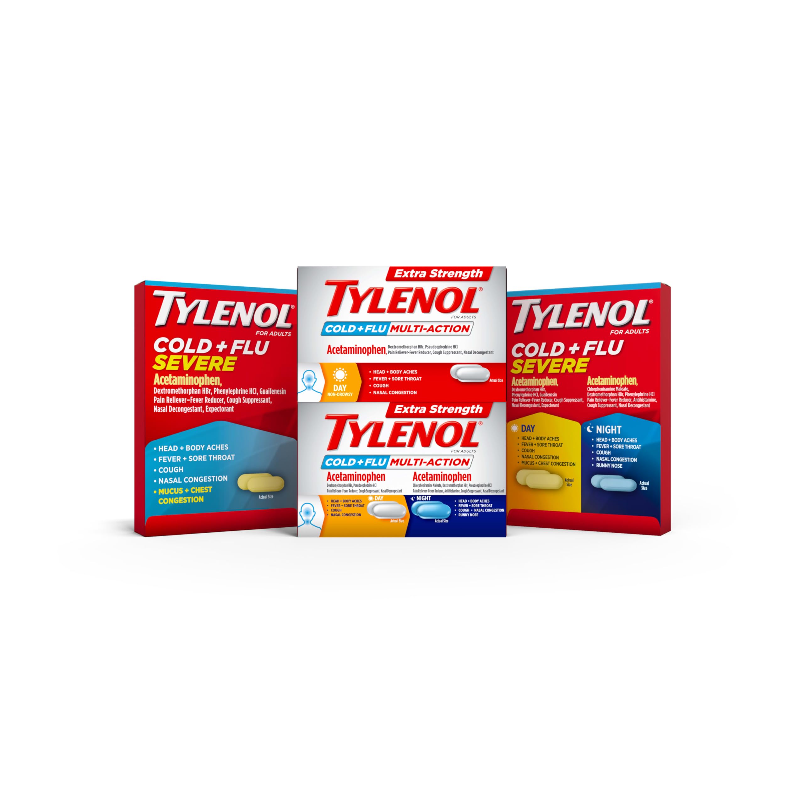 24 count Tylenol Cold + Flu Severe Caplets packaging front